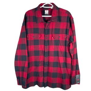 NEW Levis The Worker Shirt Mens‎ XL Relaxed Fit Red Flannel Button Up Cotton